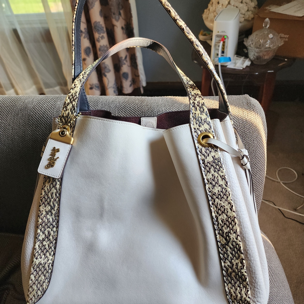 Coach Chalk Harmony Hobo with Snake Skin Trim